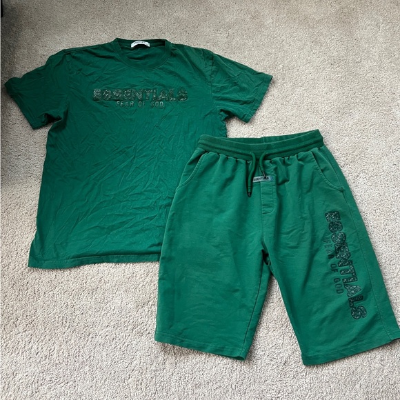 Fear of God Essentials Green Athletic Shorts